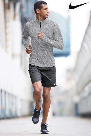 Dark Grey Nike Run Dry-FIT Element Long Sleeve Half Zip Top